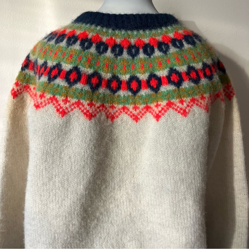 Vintage wool Icelandic women’s small Patterned Knit Sweater apres ski - Picture 10 of 11